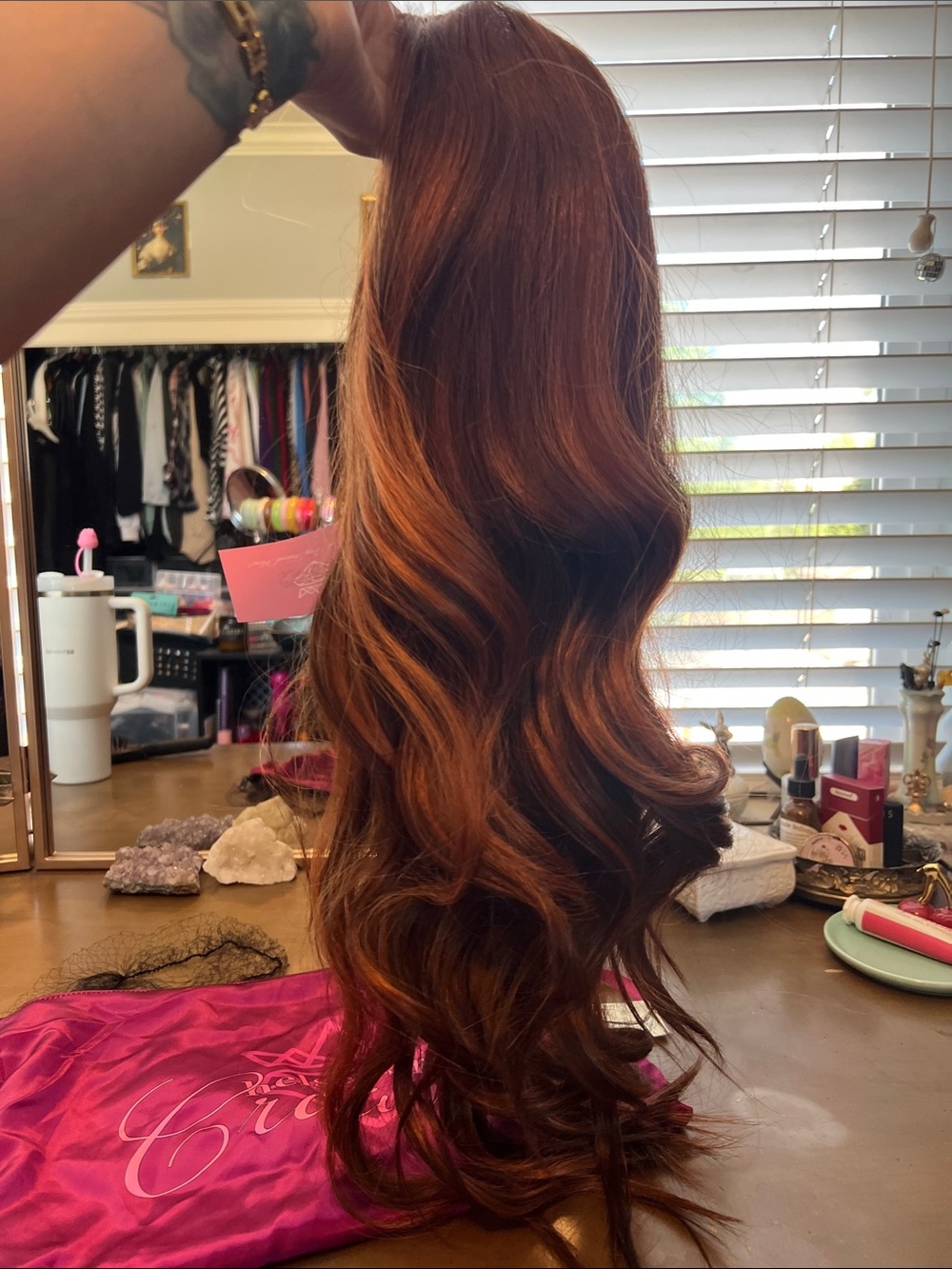 Morgana Collection Long Copper Brown Wave Wig - Picture 5 of 7